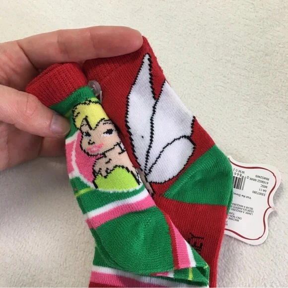 ✨🎄 2 Pairs of Disney Fairies Tinker Bell Christmas Anklet Socks, NWT 🎄✨ - Picture 11 of 11
